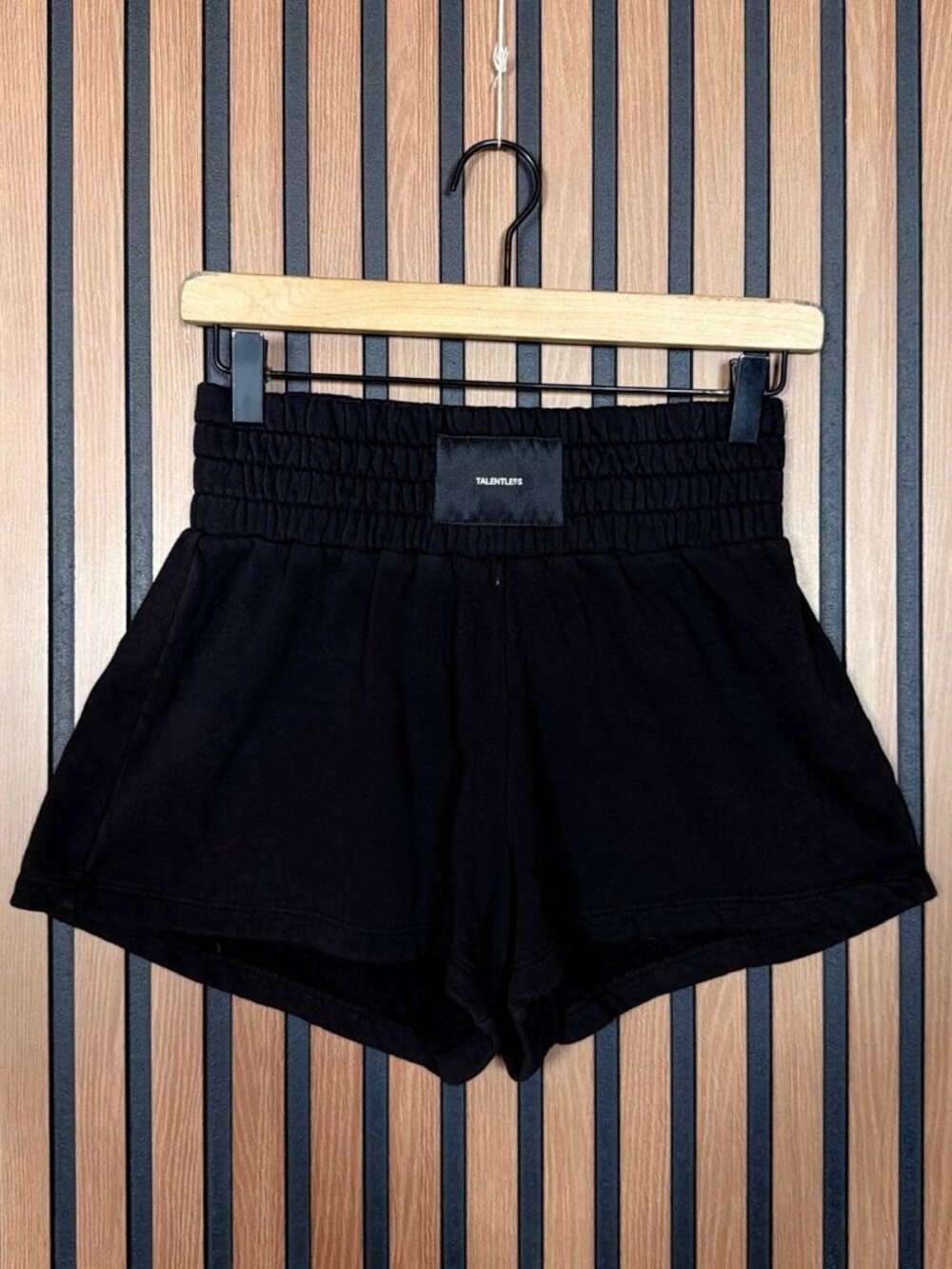 Talentless Shorts Small Womens Black Fleece Buttocks Elastic High Waist